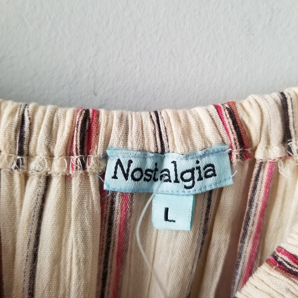 NEW  Nostalgia Striped Ruffle Off The Shoulders Dress Large - Picture 7 of 11